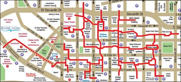 St. Paul MN, Skyway Map